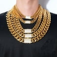 thumbnail image 1 of 12mm-22mm Hip Hop Miami Cuban Link Chain Real Gold Plated Full 5A Zircon Jewelry, 1 of 1