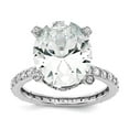 thumbnail image 1 of 12mm 925 Sterling Silver Rhodium Plated Brilliant-cut CZ Oval Center With Side Stones Ring Size 9 Ring for Women, 1 of 2