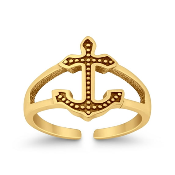 12mm- Anchor Toe Band Ring 925 Sterling Silver Thin Adjustable Stylish Rings for Women