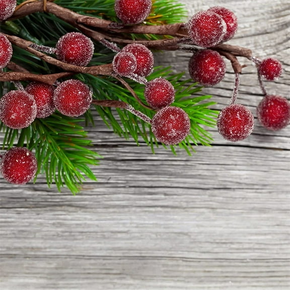 12mm Artificial Frosted Holly Berries - 100pcs Fake Mini Christmas Fruit Berry Decor, Simulated Small Berries for Tree Wreath Patio Table Holiday Home Decor