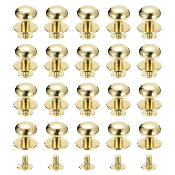 12mm Ball Head Stud Rivets Screw Back, 20Pack Round Head Button Nipple Rivet, Light Golden