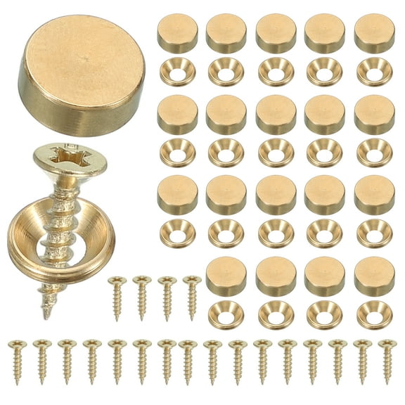 Uxcell Brass Decorative Screws with Cap - Self Tapping Screws for Furniture and Wall Hangings Yellow