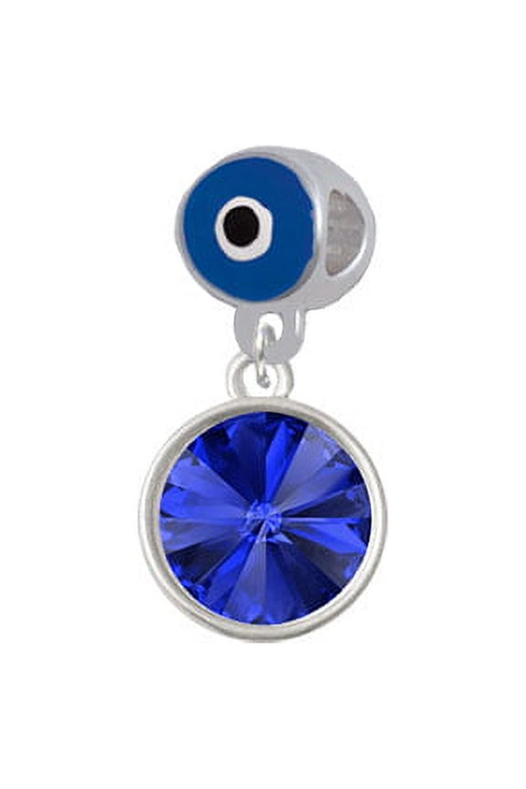 12mm Crystal Rivoli - Blue - Blue Evil Eye Charm Bead