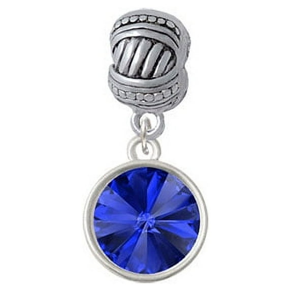 12mm Crystal Rivoli - Blue - Large Rope with Cross Beads Charm Bead