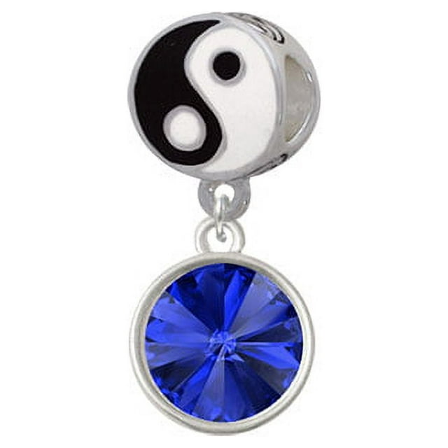 12mm Crystal Rivoli - Blue - Yin Yang Charm Bead