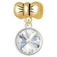 thumbnail image 1 of 12mm Crystal Rivoli - Clear - Gold Tone Bow Charm Bead, 1 of 1