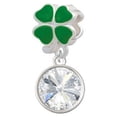 thumbnail image 1 of 12mm Crystal Rivoli - Clear - Green Four Leaf Clover Charm Bead, 1 of 1