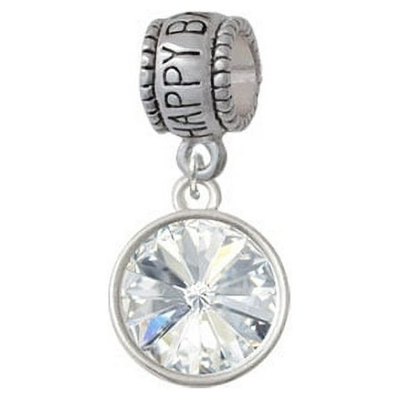 12mm Crystal Rivoli - Clear - Happy Birthday Charm Bead