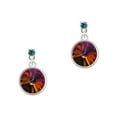 thumbnail image 1 of 12mm Crystal Rivoli - Fire Red - Teal Crystal Post Earrings, 1 of 1