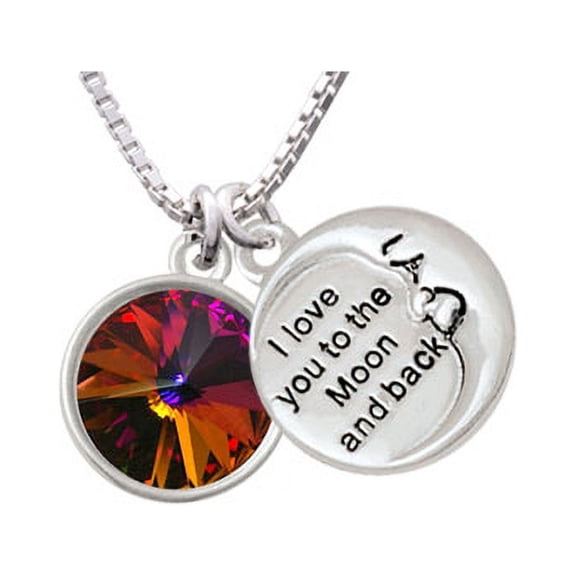 12mm Crystal Rivoli - Fire Red To The Moon and Back Necklace, 18"+2"