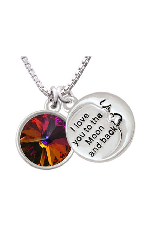 12mm Crystal Rivoli - Fire Red To The Moon and Back Necklace, 18"+2"