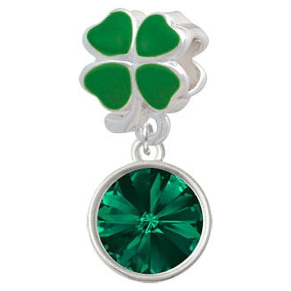 12mm Crystal Rivoli - Green - Green Four Leaf Clover Charm Bead