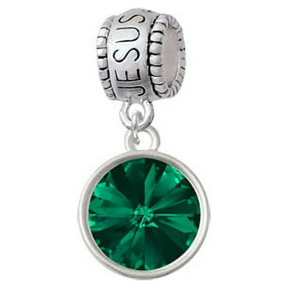 12mm Crystal Rivoli - Green - Jesus Loves Me Charm Bead
