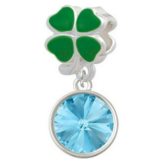 12mm Crystal Rivoli - Hot Blue - Green Four Leaf Clover Charm Bead