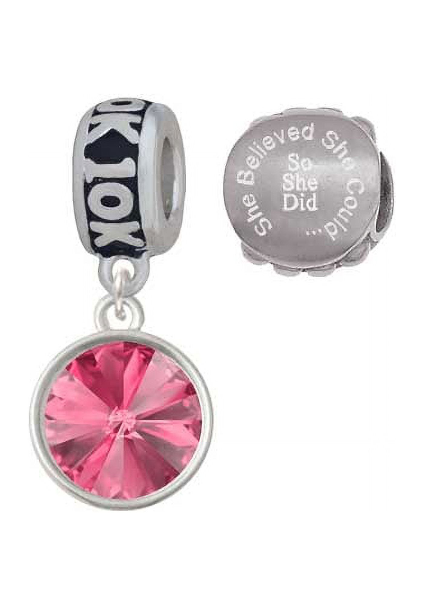 12mm Crystal Rivoli - Hot Pink 10K Run She Believed She Could Charm Beads (Set of 2) - image 1 of 1