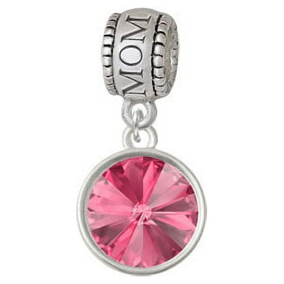 12mm Crystal Rivoli - Hot Pink - Mom Charm Bead