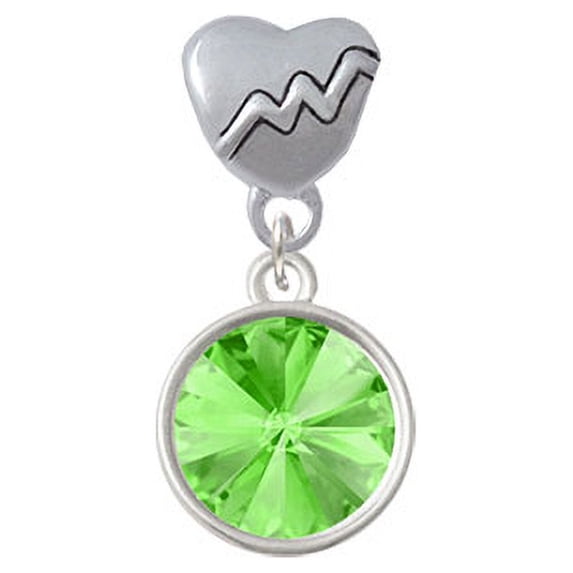 12mm Crystal Rivoli - Lime Green - Heartbeat Charm Bead