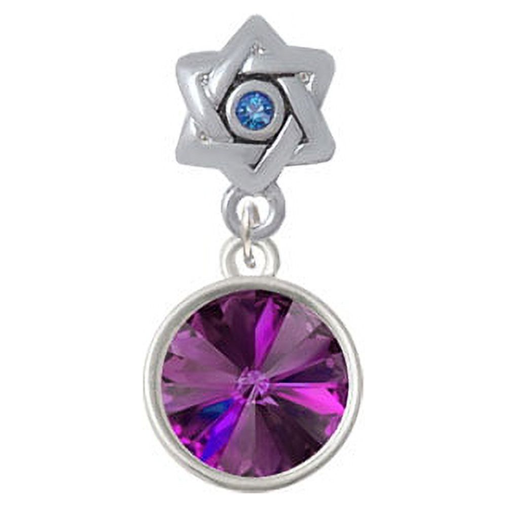 FashionistaTouch Art Deco Rivoli Crystal Kameleon Charm – Jewelpop Purple, Sterling Silver Plate On Brass