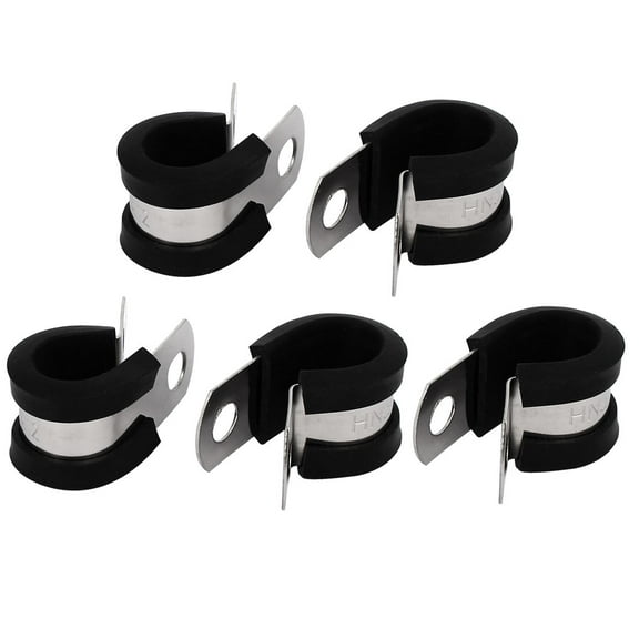 12mm Dia EPDM Rubber Lined P Clips Cable Hose Pipe Clamps Holder 5pcs