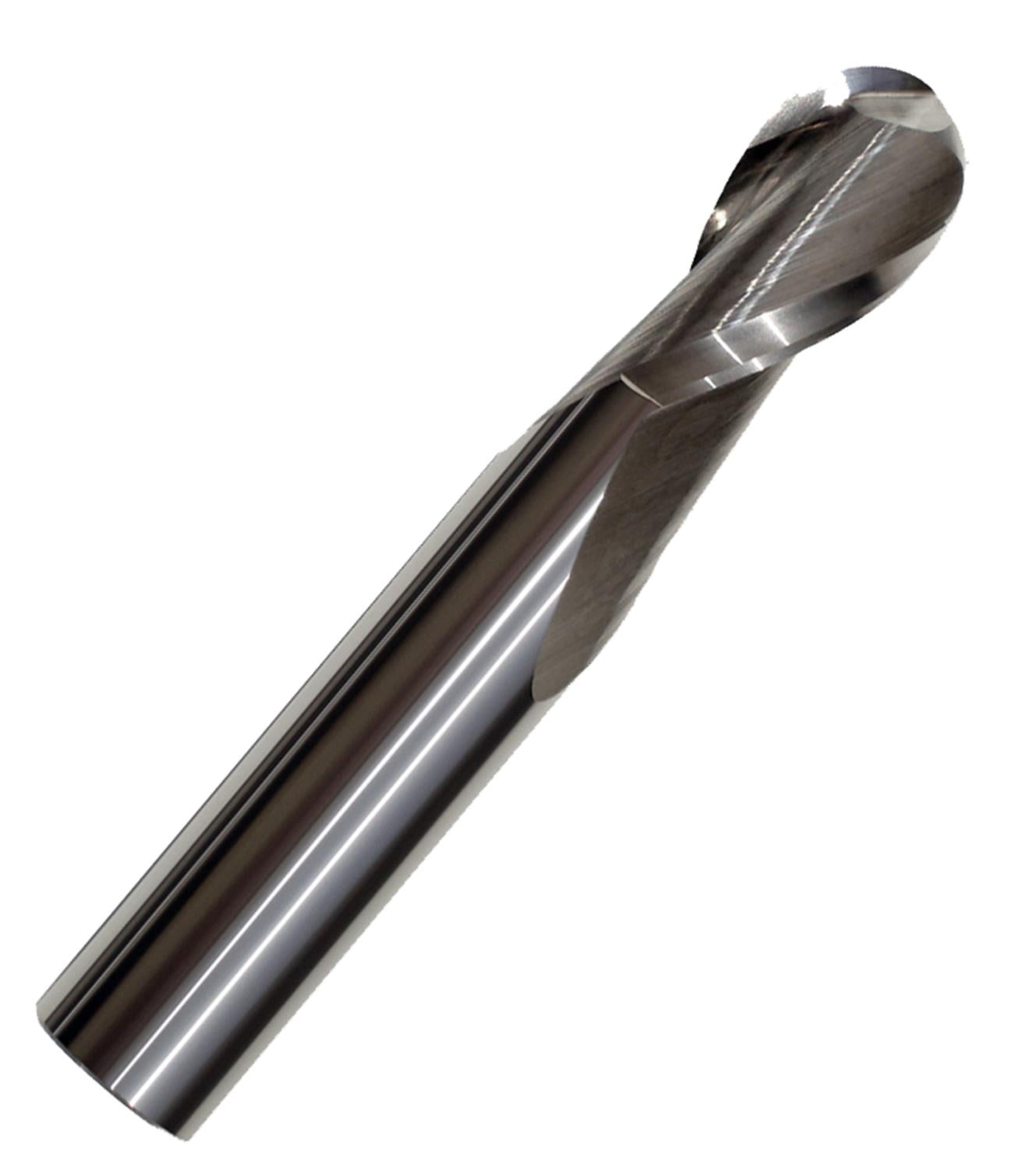 12mm Diameter 2 Flute Single Ball Bright Carbide End Mill, 25mm Length of Cut, 76mm Overall Length