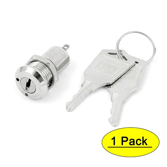 12mm Electric 2 Pin 2 Positions ON OFF Metal Keylock Switch w Keys