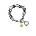 thumbnail image 1 of 12mm Faceted Yellow Glass Spinner Black Pebble Bead Charm Bracelet, 1 of 1