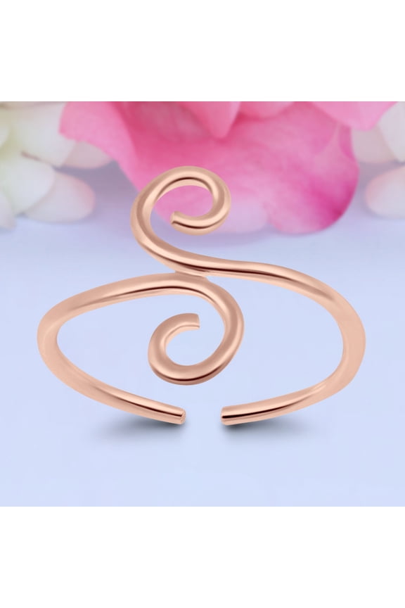 12mm Fashionable Swirl Toe Band Ring 925 Sterling Silver Thin Adjustable Stylish Rings For Women