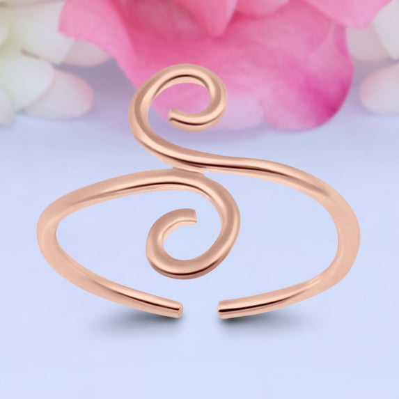 12mm Fashionable Swirl Toe Band Ring 925 Sterling Silver Thin Adjustable Stylish Rings For Women