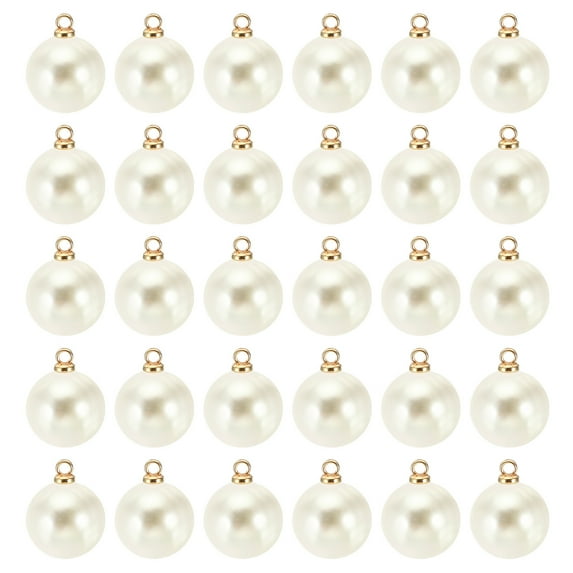12mm Faux Pearl Charm Pendants Drops, 100pcs Pearl Beads for Jewelry Making Bracelets Earrings Necklace, Golden Beige