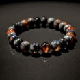 thumbnail image 1 of 12mm Flame Stone Bead Bracelet Handmade Stone Protection Jewelry for Men Adjustable Wristband Spiritual Energy Gift, 1 of 5