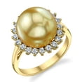 thumbnail image 1 of 12mm Golden South Sea Cultured Pearl & Diamond Sage Ring in 18K Gold, 1 of 7