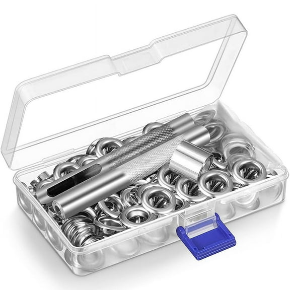 12mm Grommet Tool Kit, 100 Sets Grommets Eyelets Punch Kit, Repair Kit, for Fabric Curtains Leather Shoes Bag
