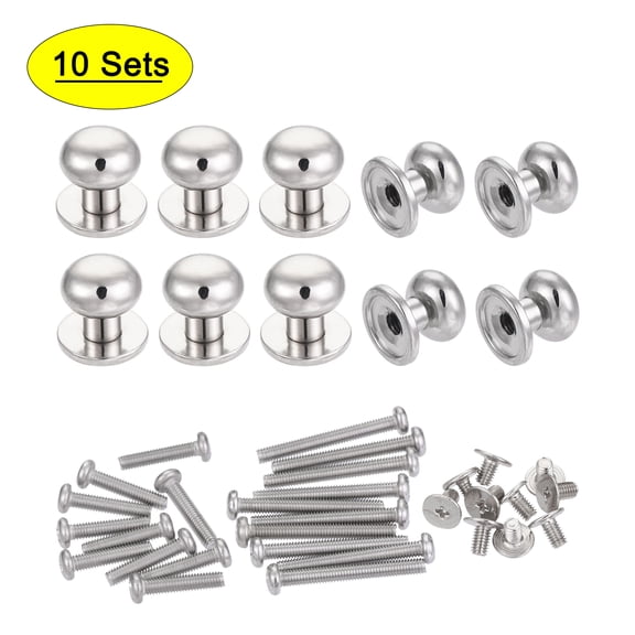 12mm Head Dia. Knobs Pull Handle with Screws Zinc Alloy Silver 10Pack