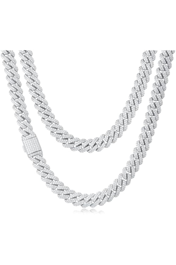 12mm Heavy Iced Out Cuban Link Chain 18K White Gold Plated Diamond Thick Choker Necklace for Men Women Hypoallergenic Bling Hip Hop Jewelry with Gift Box