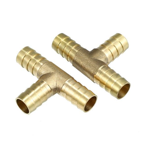 12mm Hose Barb Copper 3 Way Tee Connector Adapter for Fuel Air Water Gas Oil Pipe 2 Pcs