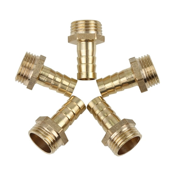 12mm Hose ID x 1/2" NPT Male Pipe Car Brass Hose Tail Barb Fitting Connector for Joiner Air Water Fuel Pipe - 5pcs