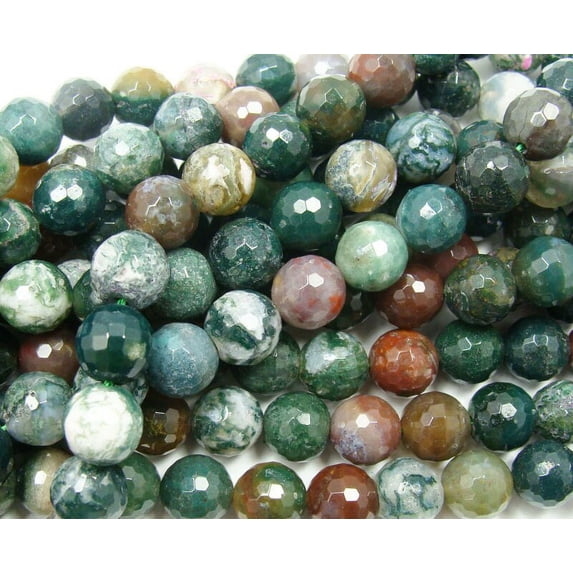 12mm Indian Agate Faceted Round Beads Genuine Gemstone Natural Jewelry Making