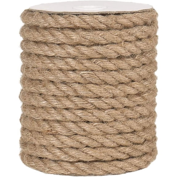 12mm Jute Rope, 33 Feet Heavy Duty and Thick Rope Twine for Crafting, Gardening, Cat Scratching Post, Home Decoration