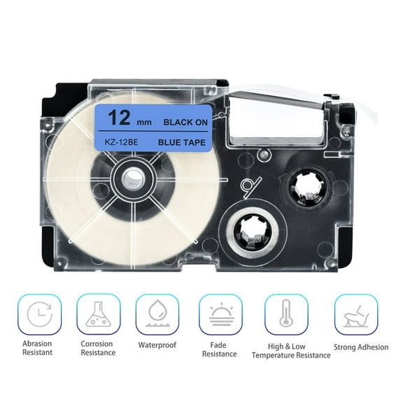12mm Label Tape Compatible Tape Cartridge Ribbon Replacement for Casio KL-60 KL-100 KL-170 KL-120 KL-180 KL-780 KL-820 KL-7400 KL-8700 KL-8800 CW-L300 EZ Label Maker