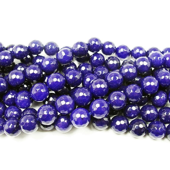 12mm Lapis Blue Jade Faceted Round Beads Genuine Gemstone Natural Jewelry Making