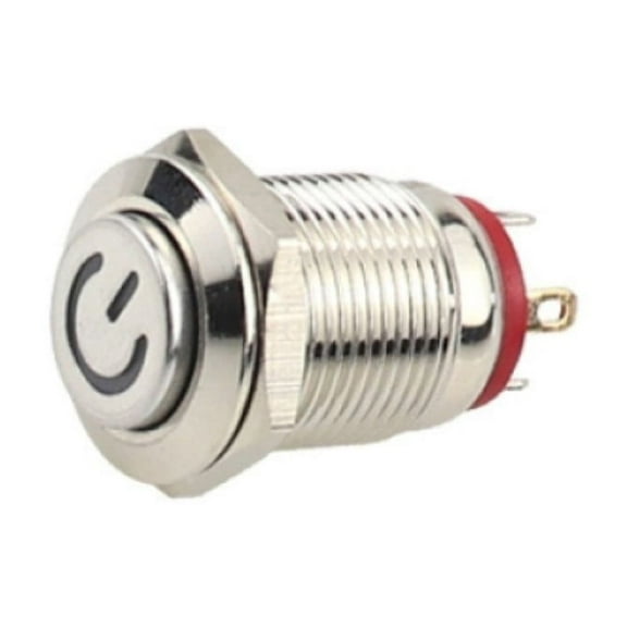 12mm Metal Push Button Switch Power Button Waterproof Flat LED Light 12V-24V