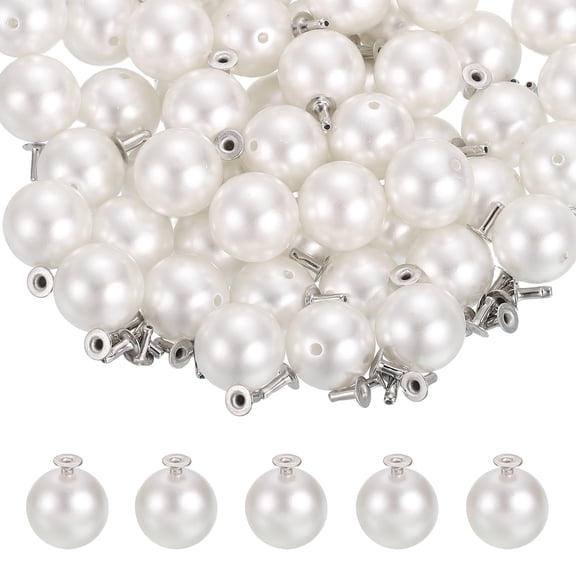 12mm Pearl Rivet Studs, 60 Pcs Leather Rivets Pearl Rivet Buttons Spikes for Leather Crafting for Decor Repair DIY Clothing Belts Bags Shoes, White
