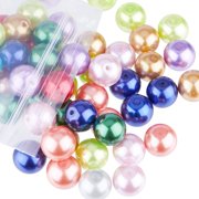 NOBRAND 12mm Pearlized Glass Beads 100pcs Craft Pearl Beads Mixed Color Dyed Round Satin Luster Faux Pearl Beads Imitation Pearl Beads for Jewelry Necklace Craft Making Vase Fillers