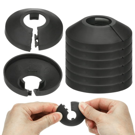 12mm Plumbing Cover Plates, 9 PCS Wall Split Flange Pipe Cover Decoration Escutcheon Plate Collar Flange Water Pipe Cover Decoration PP Plastic for Wall Pipe Tube Hole, Black