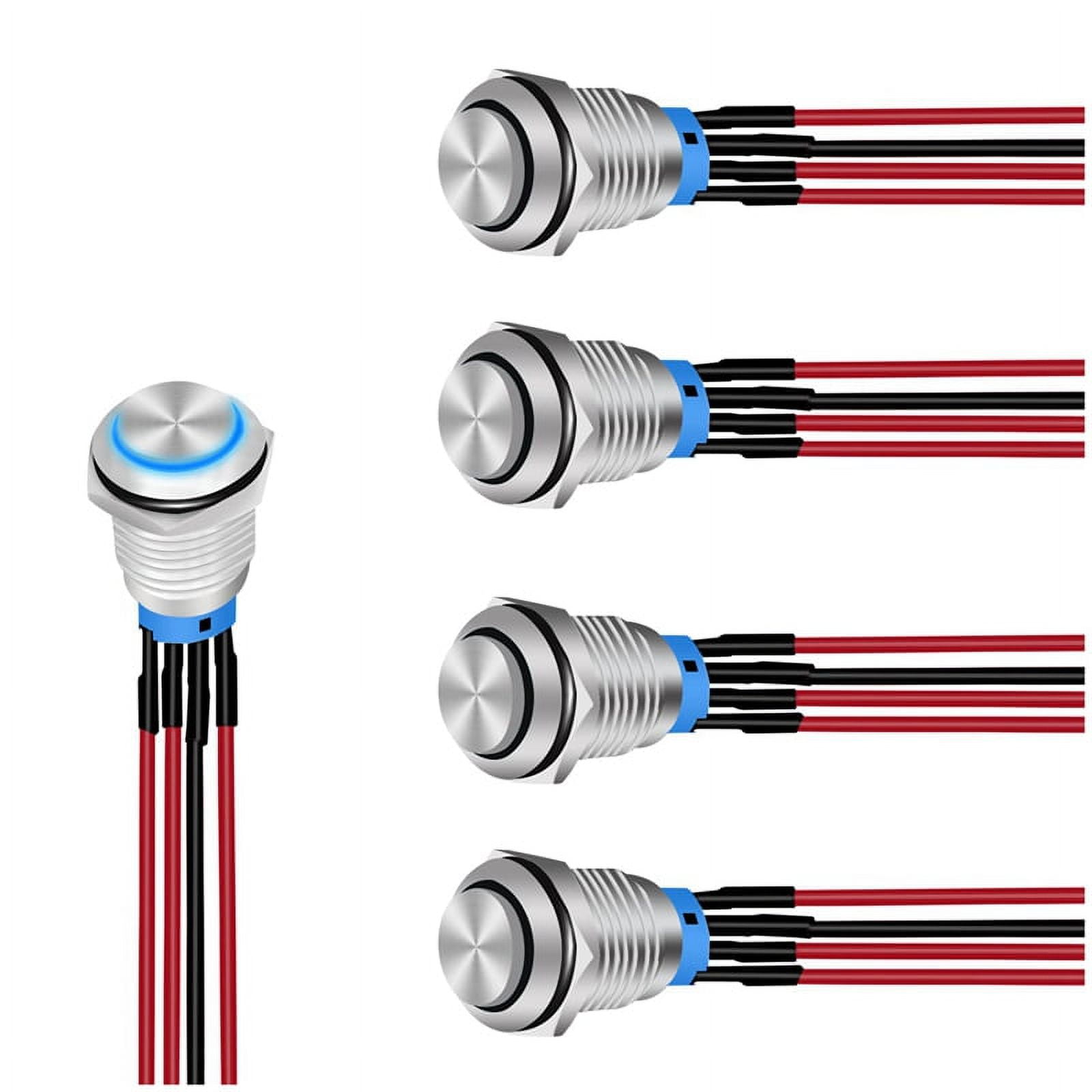 12mm Push Button Switch 5PCS with Pre Wired Harness - Walmart.com