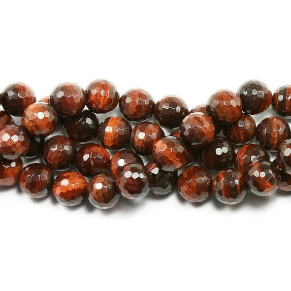 12mm Red Tiger Eye Faceted Round Beads Genuine Gemstone Natural Jewelry Making