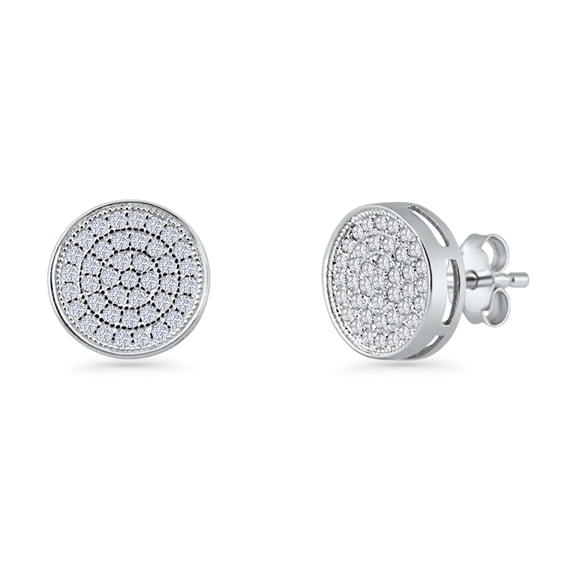 12mm Round Cluster Cubic Zirconia Stud Earrings in 925 Sterling Silver