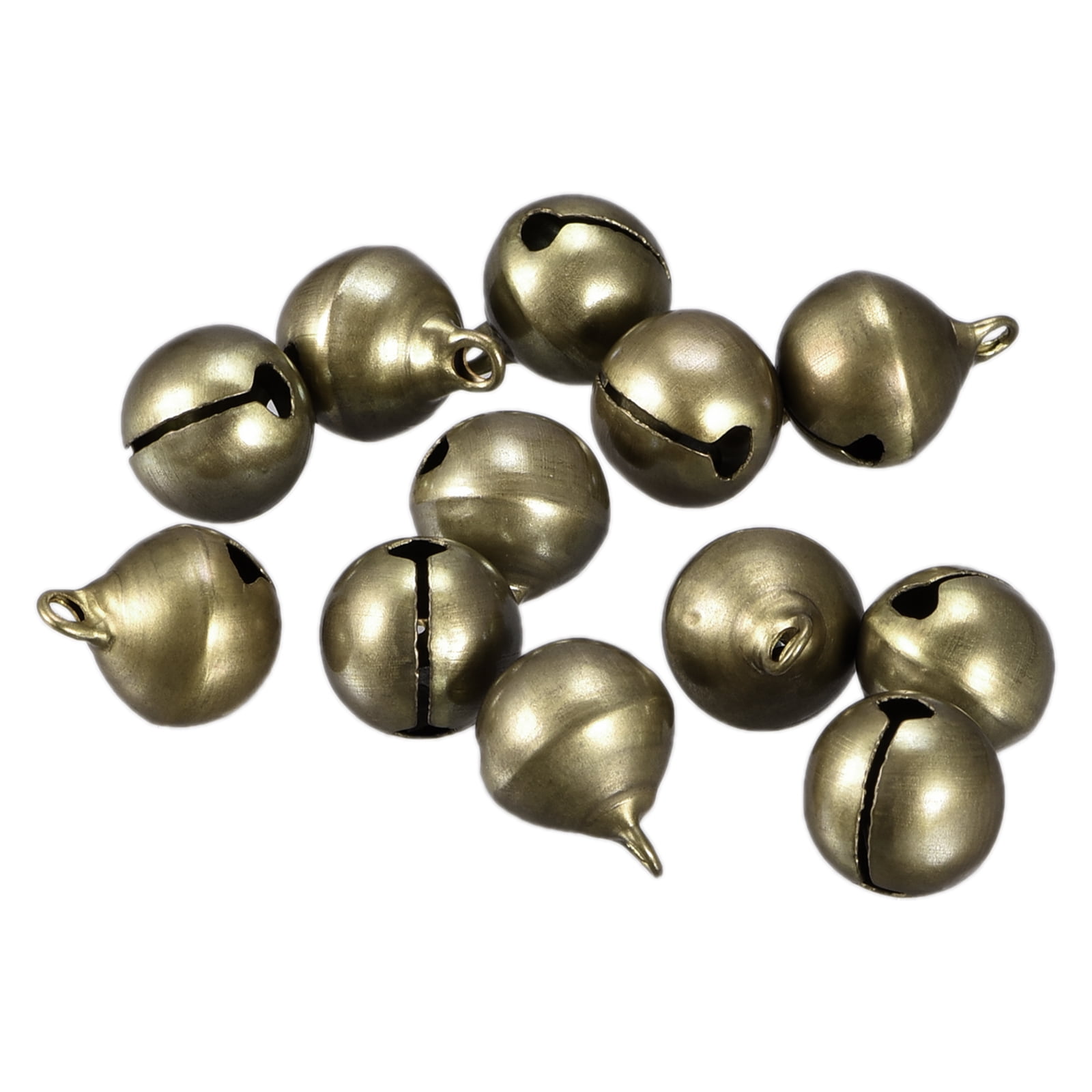  Jingle Bells, 100PCS Brass Bells for Crafts + 10 Jute Rope, 0.5  Inch Small Copper Bells, DIY Mini Bells Bulk, Loud Sound Jingle Bells,  Bronze Jingle Bell for Christmas Decorations, Home/Pet/Gift