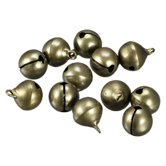 12mm Small Jingle Bells for Craft DIY Christmas Vacuum Plating Bronze Tone 12 Pack