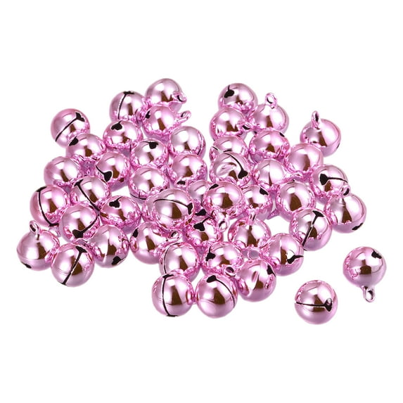 12mm Small Jingle Bells for Craft DIY Christmas Vacuum Plating Pink 48 Pack